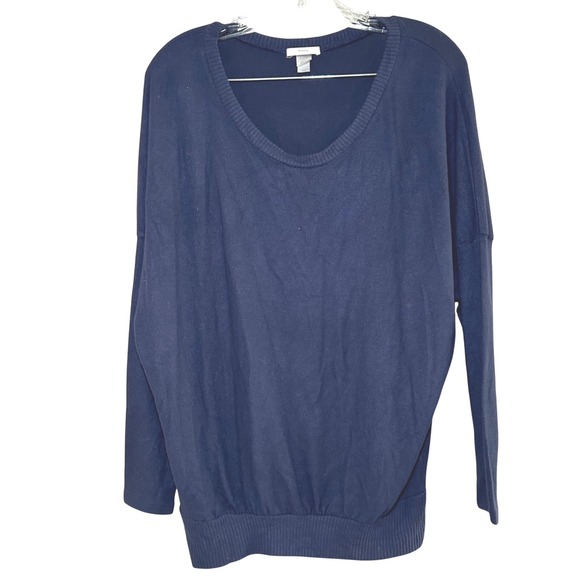 Eberjey Womens Medium M Navy Blue Long Sleeve Dolman Knit Pullover Top - Picture 1 of 5
